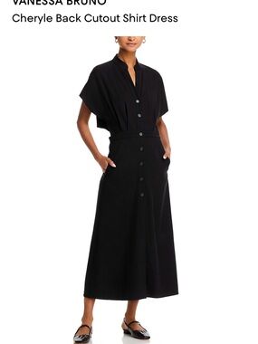 VANESSA BRUNO Black Button-Front Maxi Shirt Dress